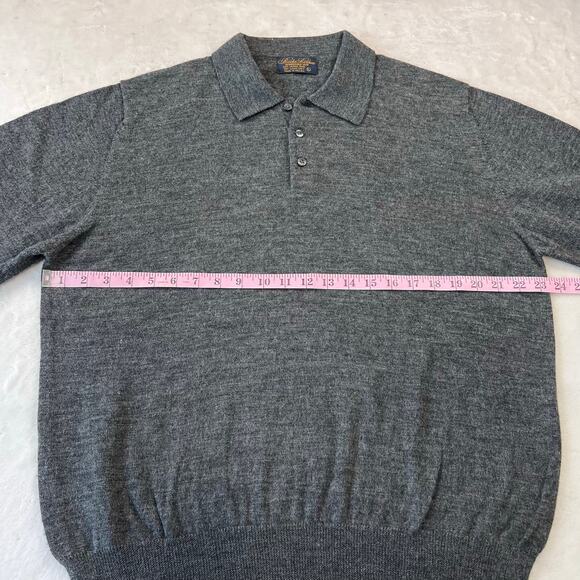 Brooks Brothers Vintage Merino Wool Gray Henley Sweater Men's size Large - Picture 4 of 6